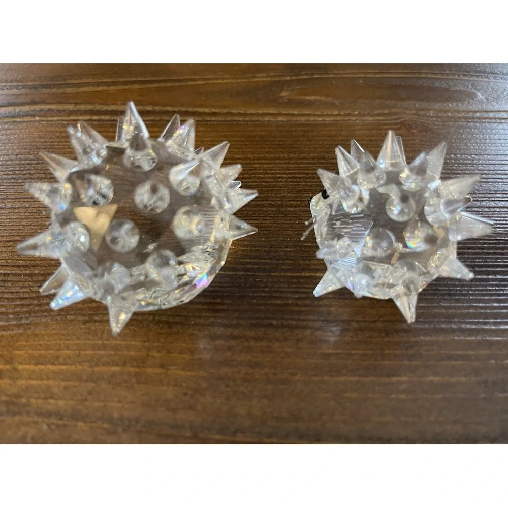 Swarovski Crystal Hedgehog Figurines-Set‎ of Two Mom and Baby w/Wire Whiskers
